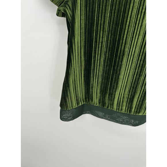 Signature Collection Green Velvet Tee Women Small Short Sleeve Striped Velour - Picture 3 of 7